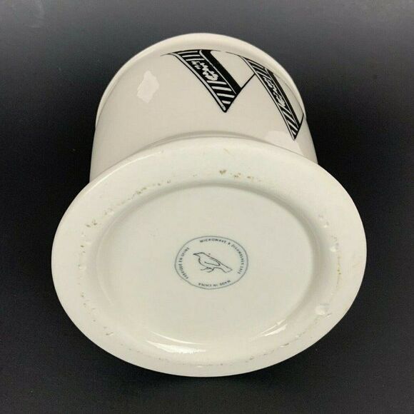 Anthropologie W Monogram Coffee Tea Mug Cup Ivory Black Shaving 12 fl oz - Picture 6 of 7